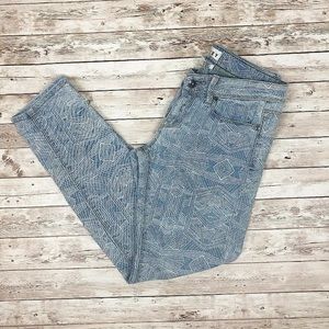 Roxy Surf Blue Pattern Skinny Ankle Jean Sz 2